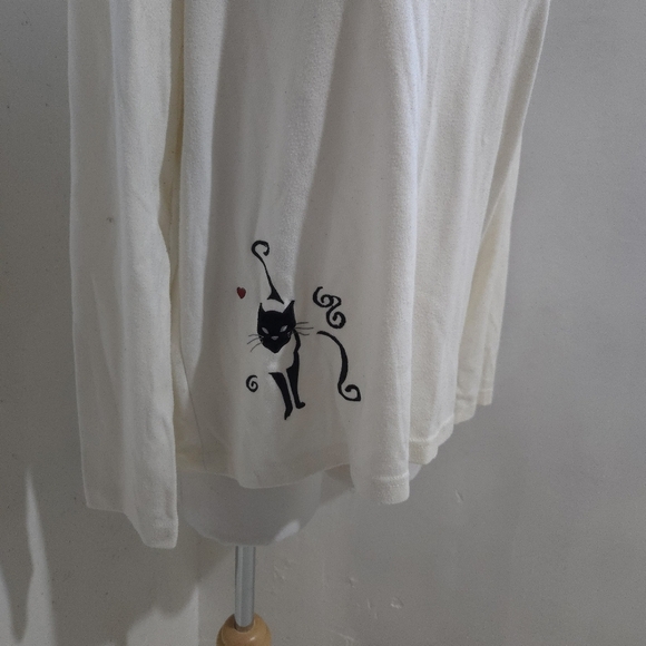 Alia | Vintage Chic Cat Print Sweater - Cream and Black - Picture 3 of 11